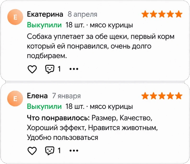 Отзывы Ozon на корм Licknose, 18 шт, мясо курицы